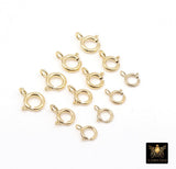 14 K Gold Filled Spring Ring 7.0 mm Clasps, 6.0 mm Jewelry Findings # 2118, 8.0 mm Stamped 14 20 with Open Loop