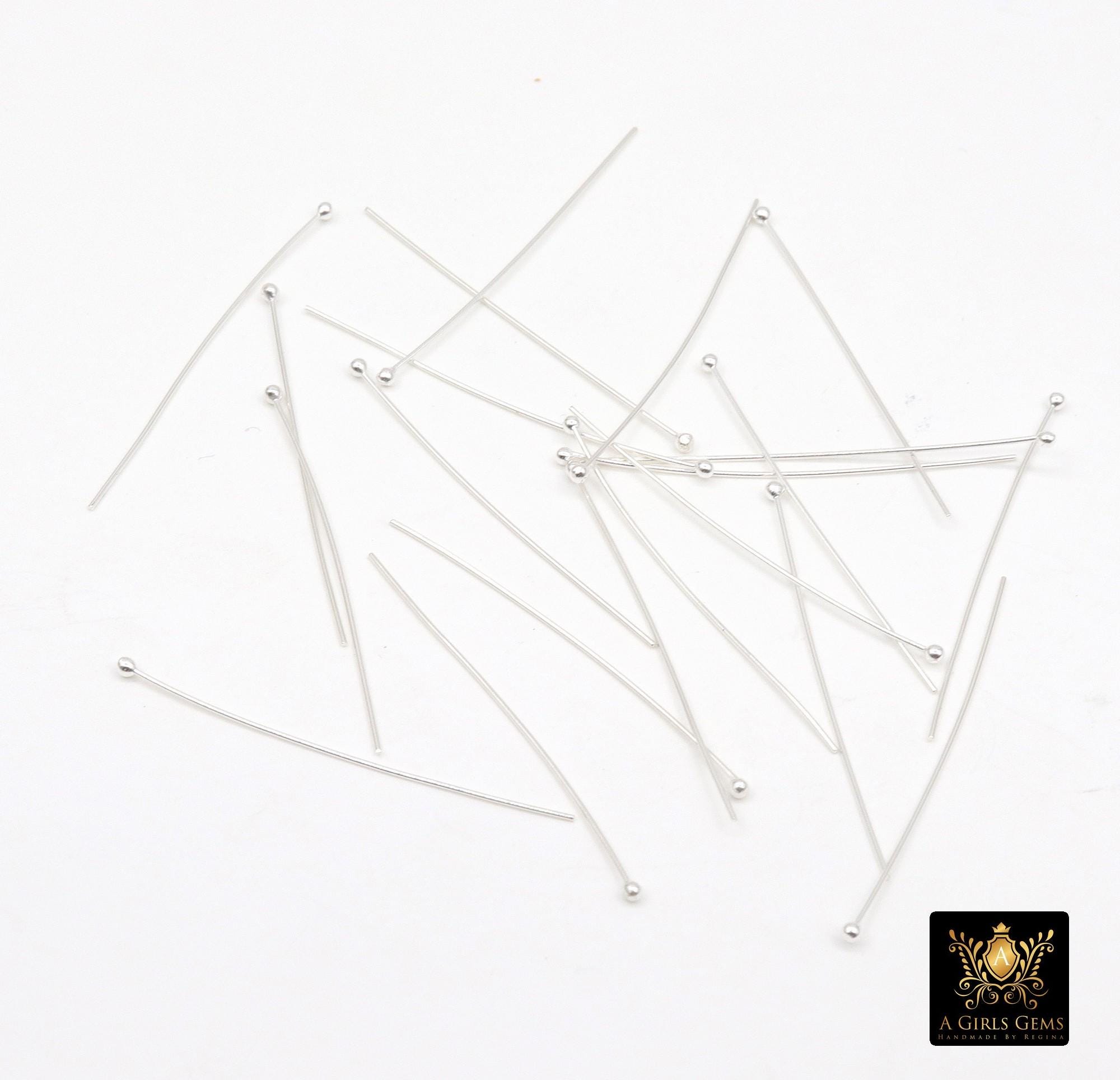 925 Sterling Silver Ball End Headpins, 14 20 Long Wire Round Ball Pins for Bead Inserts, AG# 3025 1.5 Inch long 1.5 mm Head
