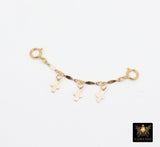 14 K Gold Filled Dap Bar Extender with Three 6 mm Cross Charms, 925 Sterling Silver Dap Bar Charms Extender Chains