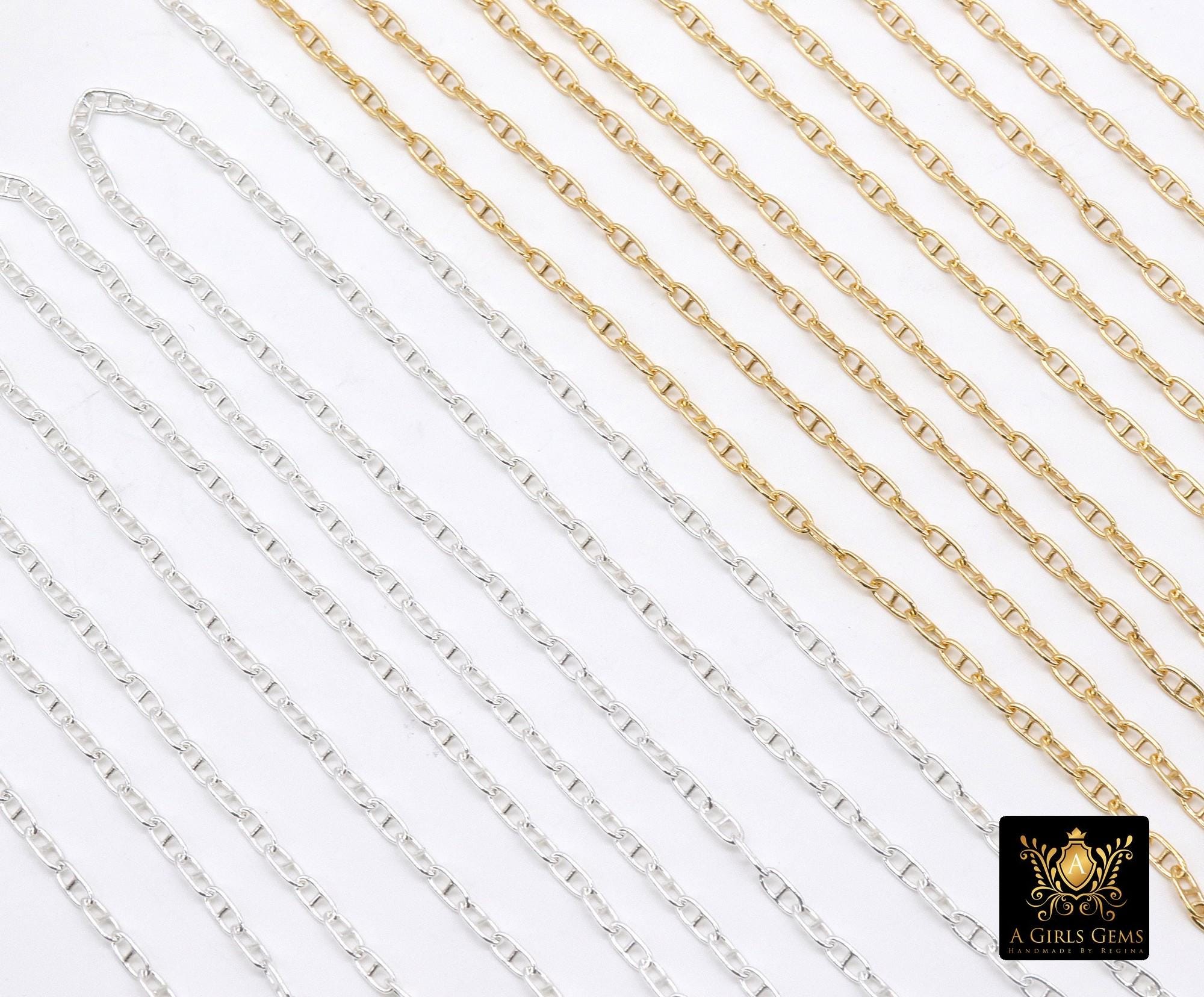 14 K Gold Filled Mariner Chains, 925 Silver Smooth Mariner CH# 905, Anchor Sequin Smooth Flat Chain