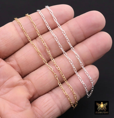 14 K Gold Filled Mariner Chains, 925 Silver Smooth Mariner, Anchor Sequin Smooth Flat Chain, Soda Tab Link, Unfinished By the Foot