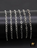 925 Sterling Silver Hammered Chains, 4.7 mm Flat Cable Chain CH# 927, Unfinished Extender Jewelry Chain