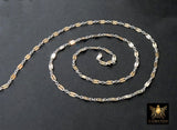 14 K Gold Filled Bar Mixed Metal Chain, 5.1 mm Two Tone 925 Sterling Silver Long and Short CH# 951, 2.3 mm Sequin Chain, By The Foot