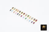 14 K Gold Filled CZ Rectangle Baguette Connectors, 925 Sterling Silver Birthstone Cubic Zirconia Bezel Links, Square Earring Links, Permanent Jewelry