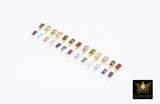 14 K Gold Filled CZ Rectangle Baguette Connectors, 925 Sterling Silver Birthstone Cubic Zirconia Bezel Links, Square Earring Links, Permanent Jewelry