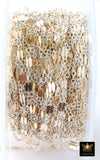 14 K Gold Filled Bar Mixed Metal Chain, 5.1 mm Two Tone 925 Sterling Silver Long and Short, 2.3 mm Sequin Chain, By The Foot