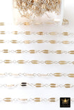 14 K Gold Filled Bar Mixed Metal Chain, 5.1 mm Two Tone 925 Sterling Silver Long and Short CH# 951, 2.3 mm Sequin Chain, By The Foot