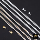 14 K Gold Filled CZ Chain, 3.1 mm 925 Sterling Silver Genuine Oval Baguette Cubic Zirconia CH# 936, By The Foot