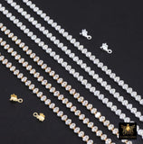 14 K Gold Filled CZ Chain, 3.1 mm 925 Sterling Silver Genuine Oval Baguette Cubic Zirconia CH# 930, By The Foot