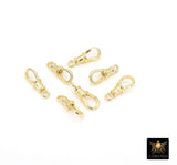925 Sterling Silver Swivel Clasps, 13 mm or 16 mm Small Gold Over Silver Albert Push Clip Clip # 2829, Fob Charm Clips