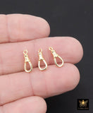 925 Sterling Silver Swivel Clasps, 13 mm or 16 mm Small Gold Over Silver Albert Push Clip Clip # 2829, Fob Charm  Clips