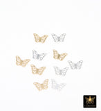 925 Sterling Silver Butterfly Charms, 14 K Gold Filled Minimalist Tiny Charms # 759, Connector Butterflies 7 x 10 mm