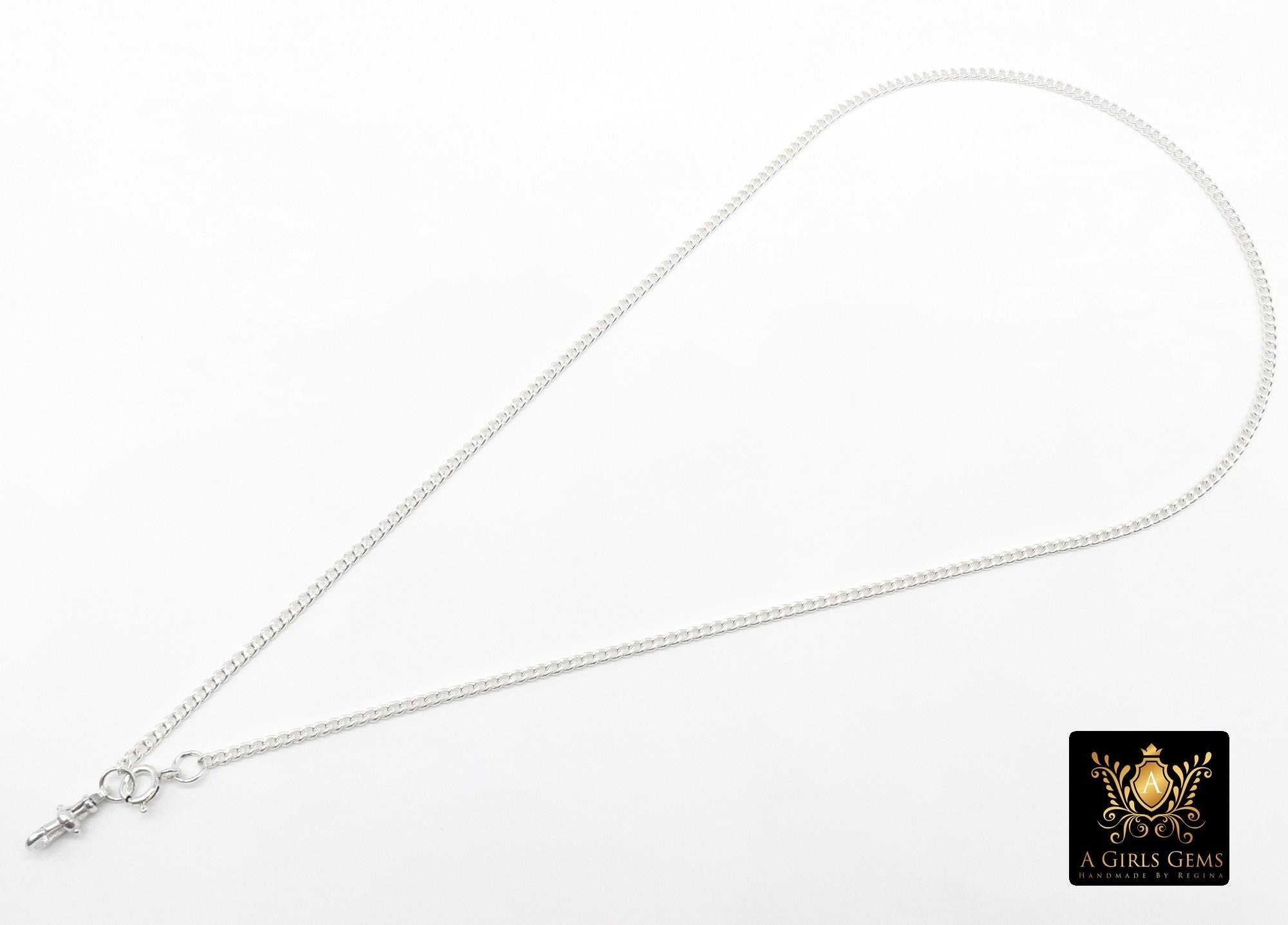 925 Sterling Silver Curb Chain Necklace, 14 K Gold Filled Swivel Fob Choker, Charms Necklace