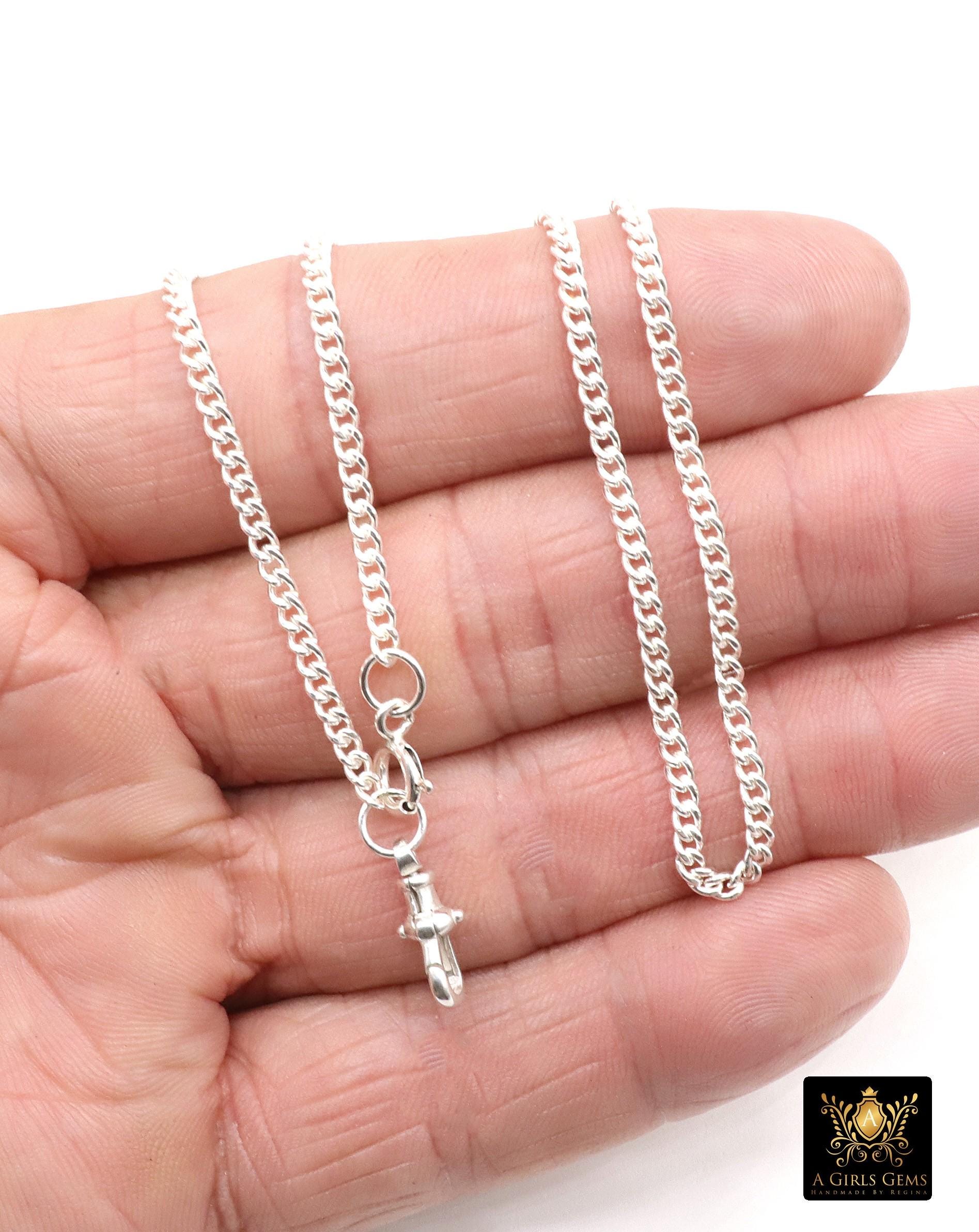 925 Sterling Silver Curb Chain Necklace, 14 K Gold Filled Swivel Fob Choker, Charms Necklace