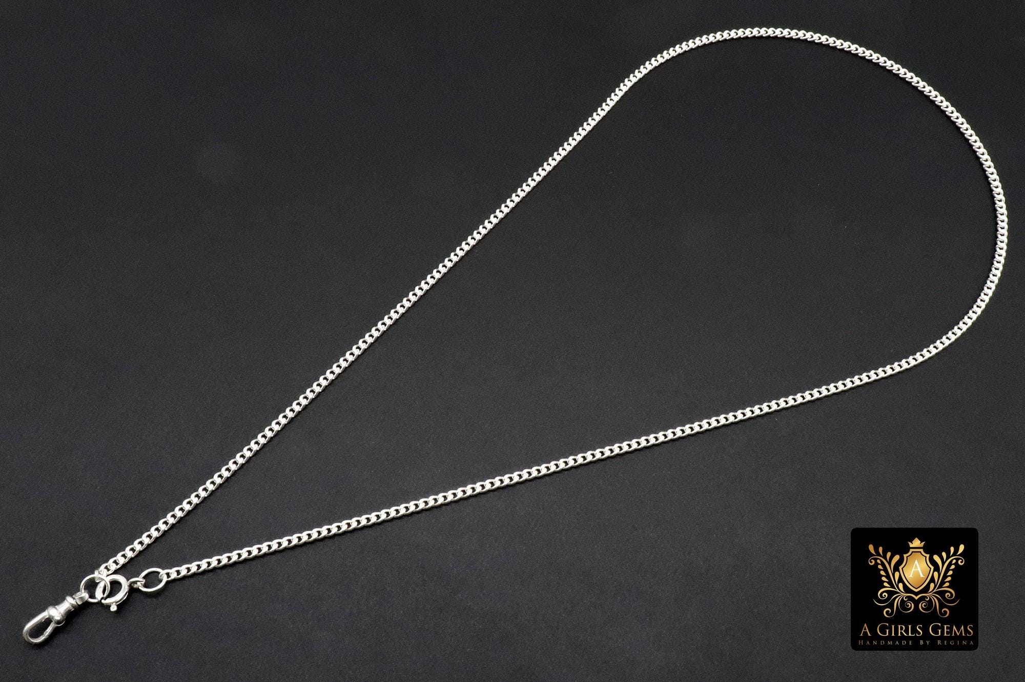 925 Sterling Silver Curb Chain Necklace, 14 K Gold Filled Swivel Fob Choker, Charms Necklace