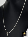 925 Sterling Silver Curb Chain Necklace, 14 K Gold Filled Swivel Fob Choker, Charms Necklace