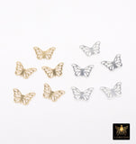 925 Sterling Silver Butterfly Charms, 14 K Gold Filled Minimalist Tiny Charms # 759, Connector Butterflies 7 x 10 mm