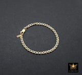 14 K Gold Filled Double Rolo Chain Link Bracelet, 925 Sterling Silver Two Tone Mixed Metal Link Charm Bracelet, Large Lobster, Waterproof