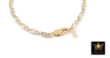 14 K Gold Filled Paperclip Chain Link Bracelet, 925 Sterling Silver Two Tone Mixed Metal Oval Gold Link Bracelet, Large Lobster