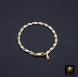 14 K Gold Filled Paperclip Chain Link Bracelet, 925 Sterling Silver Two Tone Mixed Metal Oval Gold Link Bracelet, Large Lobster, Waterproof