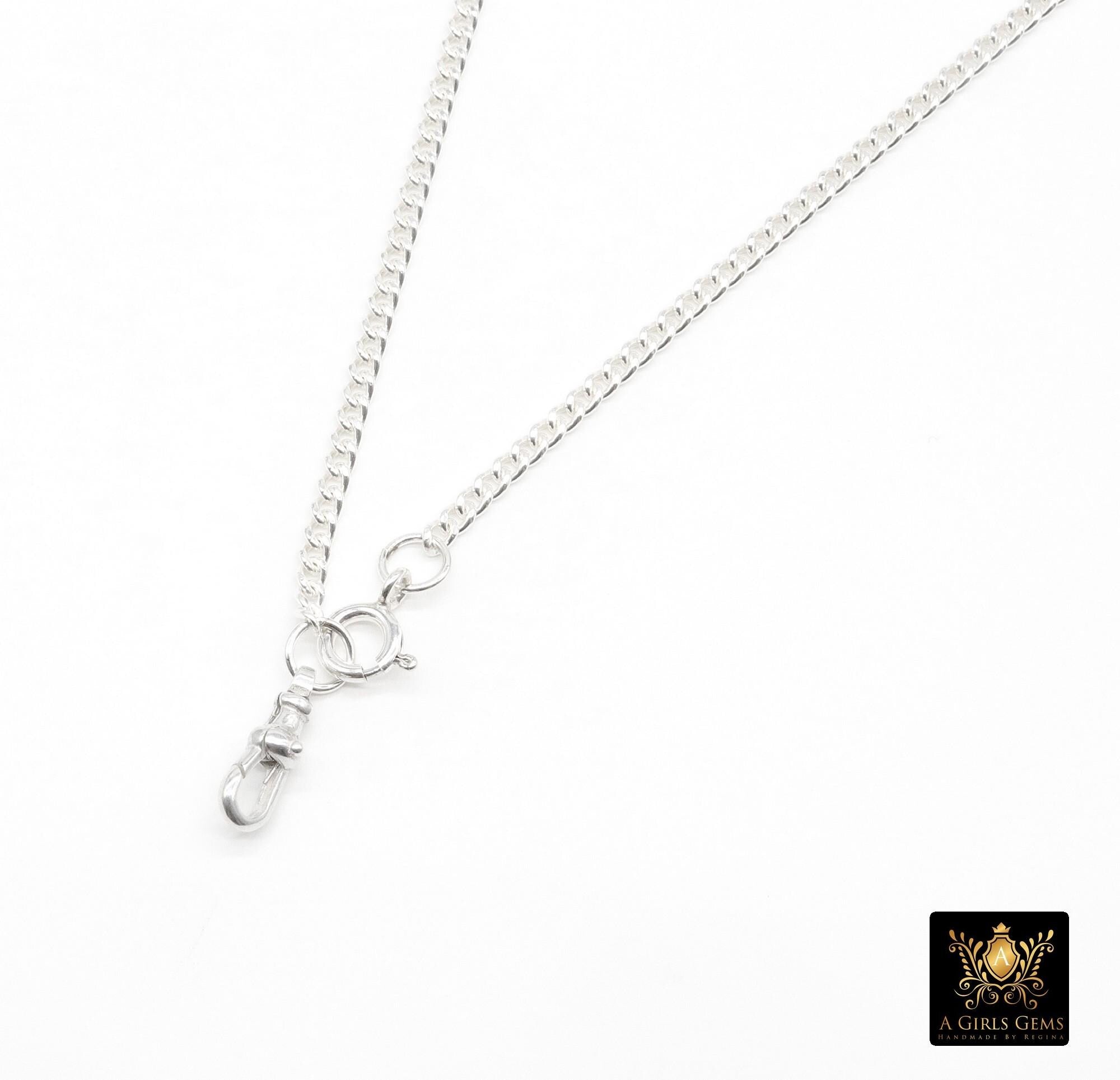 925 Sterling Silver Curb Chain Necklace, 14 K Gold Filled Swivel Fob Choker, Charms Necklace