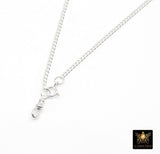 925 Sterling Silver Curb Chain Necklace, 14 K Gold Filled Swivel Fob Choker, Charms Necklace