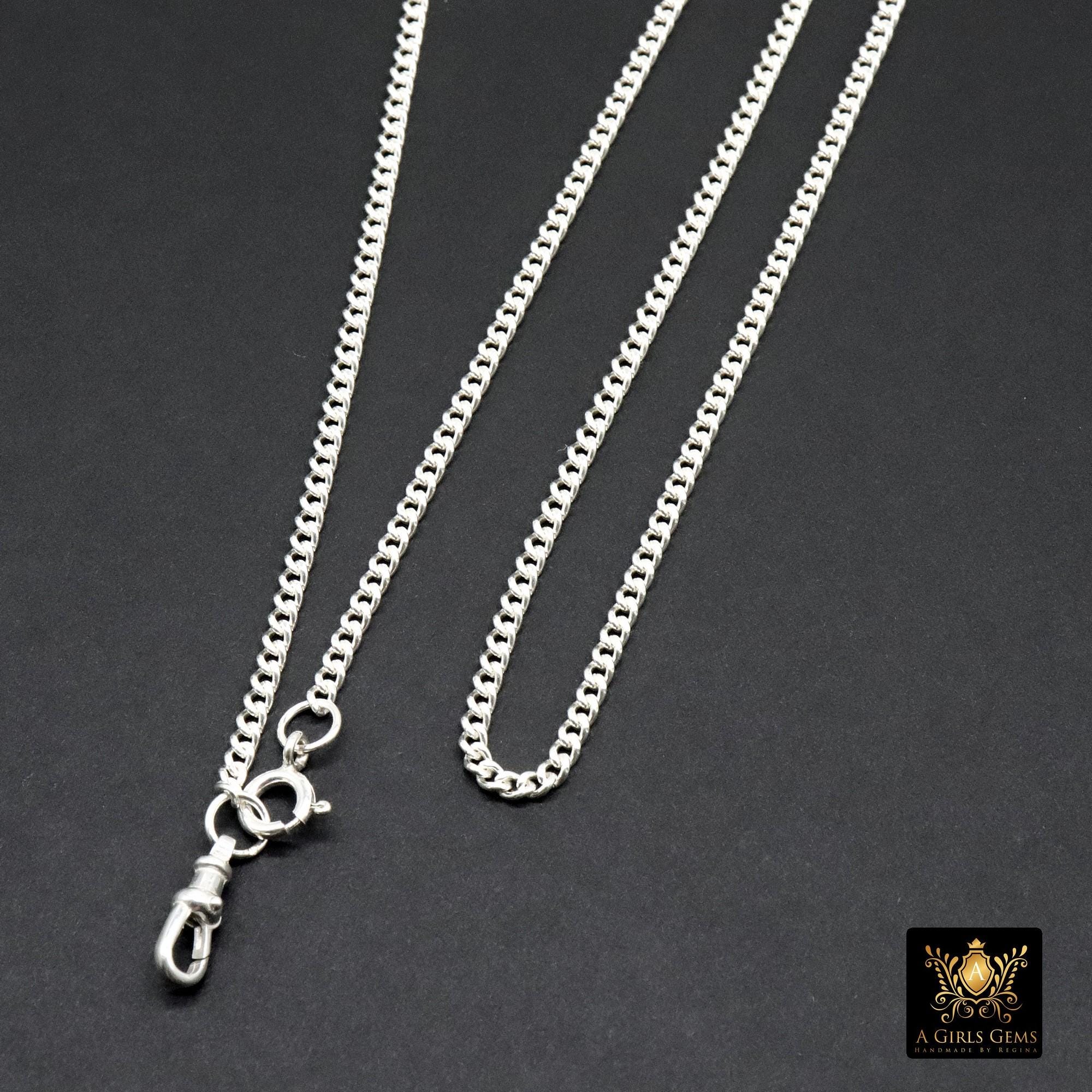 925 Sterling Silver Curb Chain Necklace, 14 K Gold Filled Swivel Fob Choker, Charms Necklace