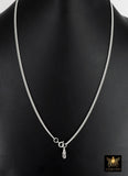 925 Sterling Silver Curb Chain Necklace, 14 K Gold Filled Swivel Fob Choker, Charms Necklace