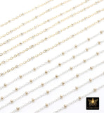 14 K Gold Filled Two Tone Satellite Chains, 925 Sterling Silver Mixed Metal 2.3 mm Rondelle Beads CH# 893, 1.4 mm Cable Chains CH# 898
