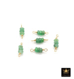 14 K Gold Wire Wrapped Emerald Connectors, 3 Beads Gemstone Faceted Links # 3598, Permanent Jewelry, Natural Green Gemstones