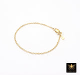 14 K Gold Filled Double Rolo Chain Dainty Bracelet, Rolo Chain Links, Rectangle Charm Stamped 14/20 - 6.5 No Rectangle