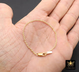14 K Gold Filled Double Rolo Chain Bracelet, Rolo Chain Links #615, Rectangle Charm Stamped 14/20