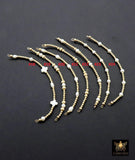 14 K Gold Filled Beaded White Connectors, Long Beaded Grade 5 Pearl and Gemstone Links # 3618, Permanent Jewelry Clover Half Bracelets