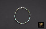 Blue Turquoise Beaded Gemstone Bracelet, 925 Sterling Silver Turquoise Beaded Bracelet, Navajo Pearl Oxidized Handmade Dainty Bracelet