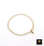14 K Gold Filled Double Rolo Chain Link Bracelet, 925 Sterling Silver Two Tone Mixed Metal Link Charm Bracelet, Large Lobster