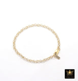 14 K Gold Filled Double Rolo Chain Link Bracelet, 925 Sterling Silver Two Tone Mixed Metal Link Charm Bracelet, Large Lobster, Waterproof
