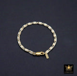14 K Gold Filled Paperclip Chain Link Bracelet, 925 Sterling Silver Two Tone Mixed Metal Oval Gold Link Bracelet, Large Lobster