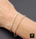 14 K Gold Filled Double Rolo Chain Link Bracelet, 925 Sterling Silver Two Tone Mixed Metal Link Charm Bracelet, Large Lobster