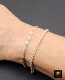 14 K Gold Filled Double Rolo Chain Link Bracelet, 925 Sterling Silver Two Tone Mixed Metal Link Charm Bracelet, Large Lobster