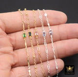 14 K Gold Filled CZ Bracelet, 925 Sterling Silver CZ Birthstone Charm Handmade Bracelets, Beaded Satellite, Paperclip, Bar, Starburst Chains