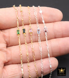14 K Gold Filled CZ Bracelet, 925 Sterling Silver CZ Birthstone Charm Handmade Bracelets, Beaded Satellite, Paperclip, Bar, Starburst Chains