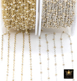 14 K Gold Filled Two Tone Satellite Chains, 925 Sterling Silver Mixed Metal 2.3 mm Rondelle Beads CH# 893, 1.4 mm Cable Chains CH# 898