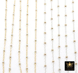 14 K Gold Filled Two Tone Satellite Chains, 925 Sterling Silver Mixed Metal 2.3 mm Rondelle Beads CH# 893, 1.4 mm Cable Chains CH# 898