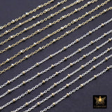 14 K Gold Filled Two Tone Satellite Chains, 925 Sterling Silver Mixed Metal 2.3 mm Rondelle Beads CH# 893, 1.4 mm Cable Chains CH# 898