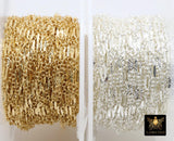 14 K Gold Fill Nugget Bar Chain, 925 Sterling Silver Long Short 2.5 mm Sequin CH# 877, 5.5 mm Hammer Starburst, Flat Drawn Chains CH# 935