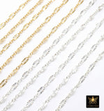 14 K Gold Fill Nugget Bar Chain, 925 Sterling Silver Long Short 2.5 mm Sequin CH# 877, 5.5 mm Hammer Starburst, Flat Drawn Chains CH# 935