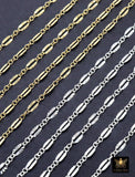 14 K Gold Fill Nugget Bar Chain, 925 Sterling Silver Long Short 2.5 mm Sequin CH# 877, 5.5 mm Hammer Starburst, Flat Drawn Chains CH# 935