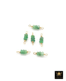 14 K Gold Wire Wrapped Emerald Connectors, 3 Beads Gemstone Faceted Links # 3598, Permanent Jewelry, Natural Green Gemstones