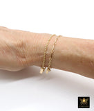 14 K Gold Filled Long Bar Chain Bracelet, Bar and Rolo Chain Links, Rectangle Charm Stamped 14/20, Everyday Bracelet Jewelry