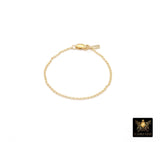 14 K Gold Filled Double Rolo Chain Bracelet, Rolo Chain Links #615, Rectangle Charm Stamped 14/20